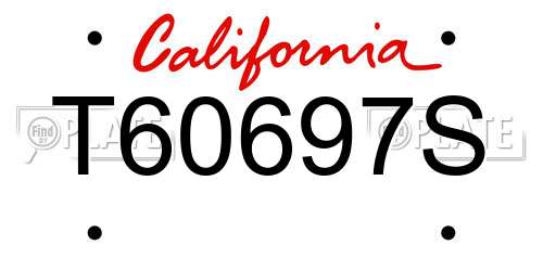 T60697S California License Plate