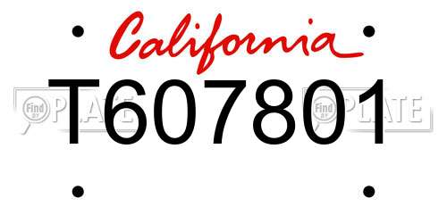 T607801 California License Plate