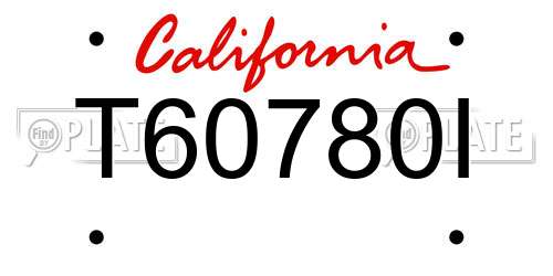 T60780I California License Plate