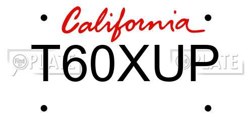 T60XUP California License Plate