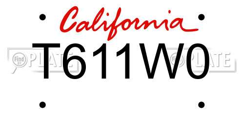 T611W0 California License Plate
