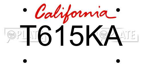 T615KA California License Plate