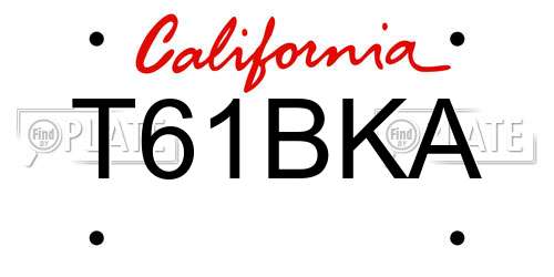 T61BKA California License Plate