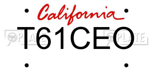 T61CEO California License Plate