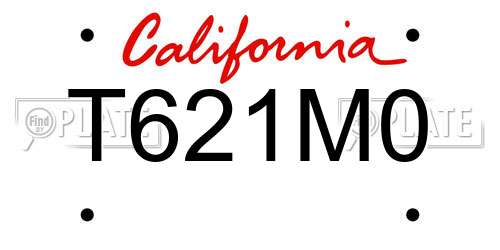 T621M0 California License Plate