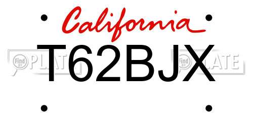 T62BJX California License Plate