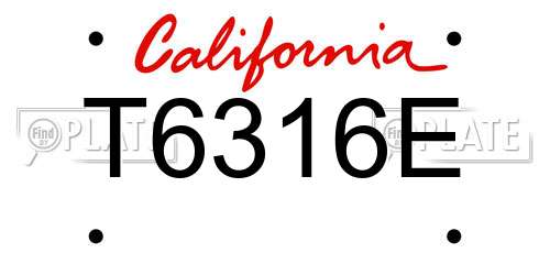 T6316E California License Plate