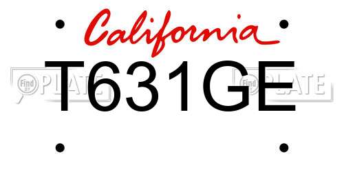 T631GE California License Plate