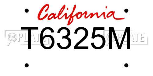 T6325M California License Plate