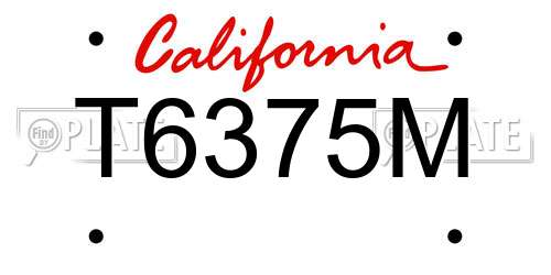 T6375M California License Plate