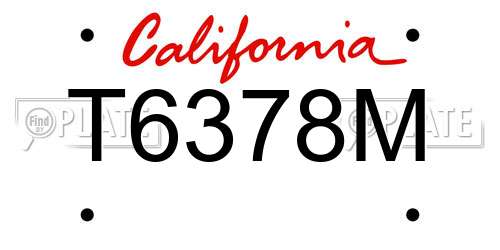 T6378M California License Plate