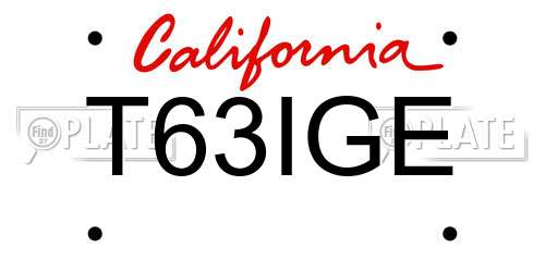 T63IGE California License Plate