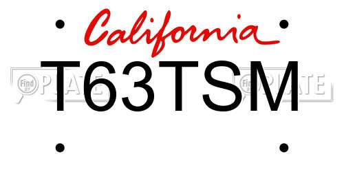 T63TSM California License Plate