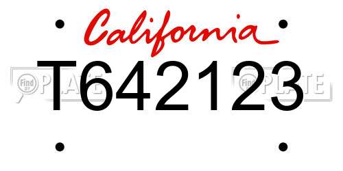 T642123 California License Plate