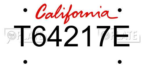 T64217E California License Plate