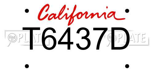 T6437D California License Plate