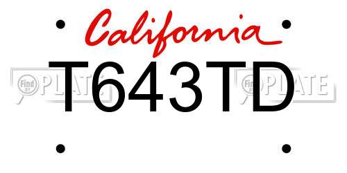 T643TD California License Plate