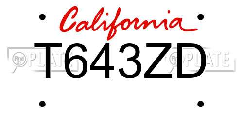 T643ZD California License Plate