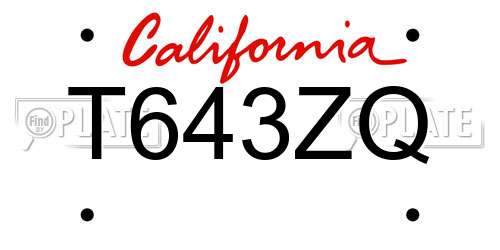 T643ZQ California License Plate