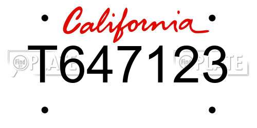 T647123 California License Plate