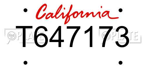 T647173 California License Plate