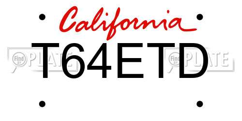 T64ETD California License Plate