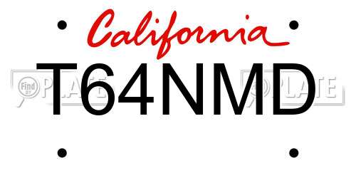 T64NMD California License Plate