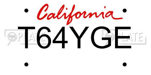 T64YGE California License Plate