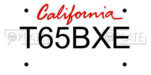 T65BXE California License Plate