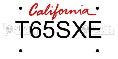 T65SXE California License Plate