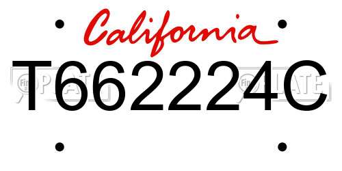 T662224C California License Plate