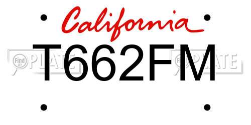 T662FM California License Plate
