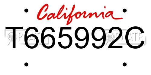 T665992C California License Plate