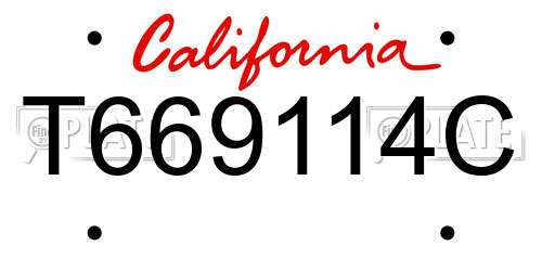 T669114C California License Plate
