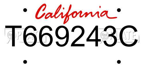 T669243C California License Plate