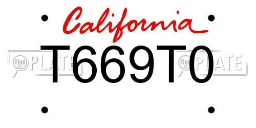 T669T0 California License Plate