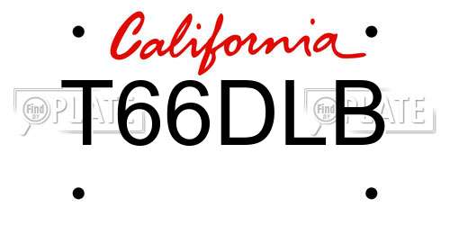T66DLB California License Plate