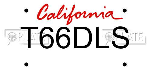 T66DLS California License Plate