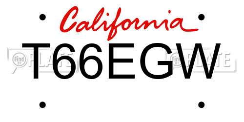 T66EGW California License Plate