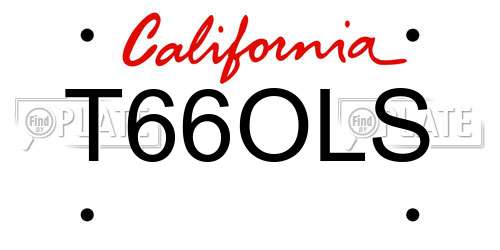 T66OLS California License Plate