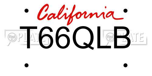 T66QLB California License Plate