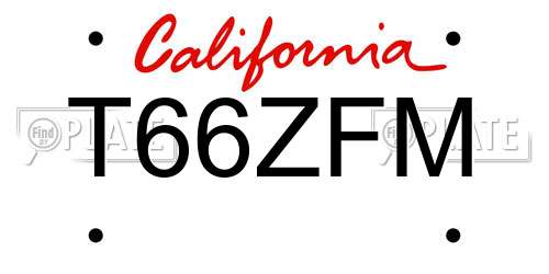 T66ZFM California License Plate