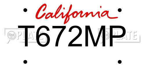 T672MP California License Plate