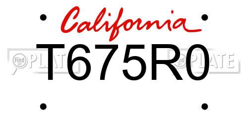 T675R0 California License Plate