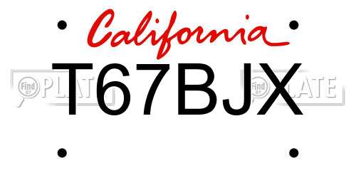 T67BJX California License Plate