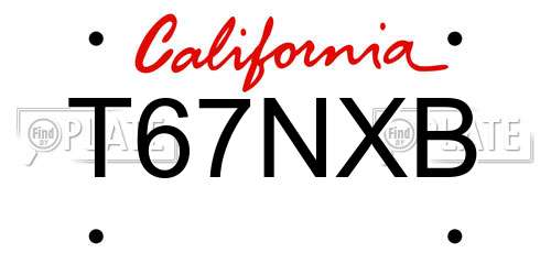 T67NXB California License Plate