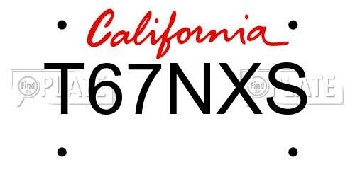 T67NXS California License Plate