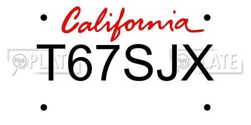 T67SJX California License Plate