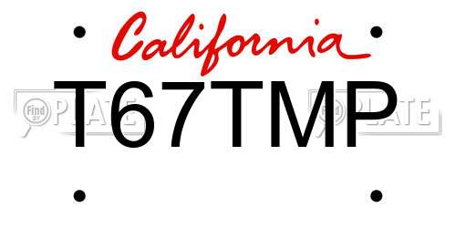 T67TMP California License Plate