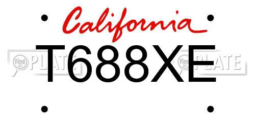 T688XE California License Plate